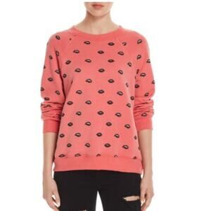 Wildfox Couture Lip Service Sweatshirt in Coral Sz Large
